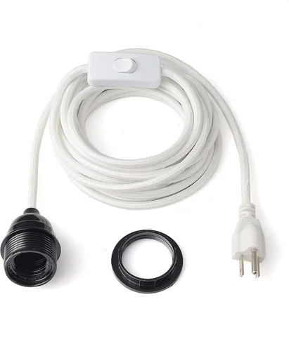 Miniatura 10 de BRIGHTTIA Lámpara colgante de swag negra enchufable – Pantalla de lámpara lista para colgar E26 enchufe roscado con juego de cable de 15 pies e Negro