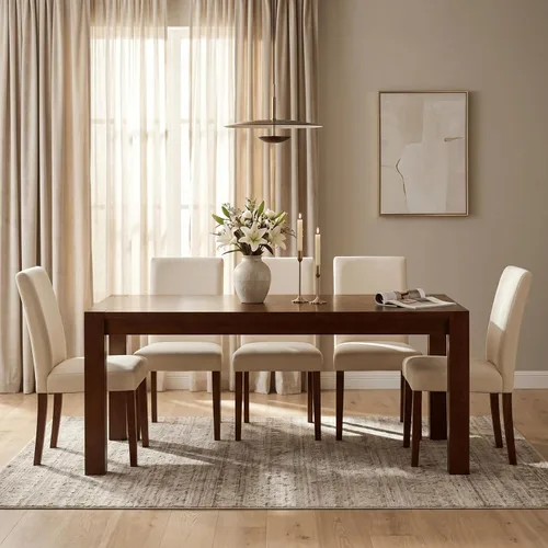 Miniatura 10 de NTC Block - Mesa de comedor moderna de 55 pulgadas, mesa rectangular para comedor, muebles de sala de estar, montaje sin esfuerzo, negro quemado