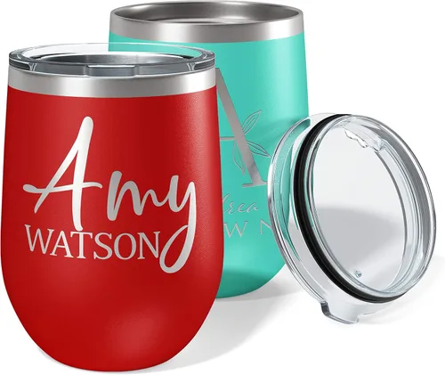 Miniatura 10 de Regalos para el Día de la Madre para mamá, vaso de vino personalizado con tapa, 12 onzas, negro, regalos personalizados para mujeres, vasos aislados