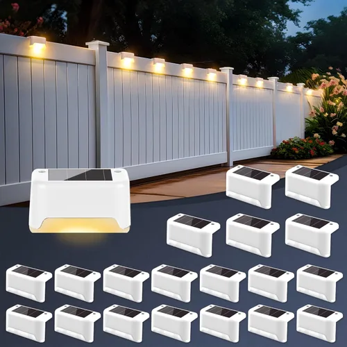 Miniatura 11 de SOLPEX - Juego de 16 luces solares para cercas al aire libre, luces impermeables LED para escalones solares para escaleras al aire libre, terraza