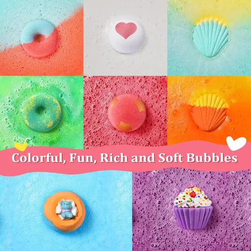 Miniatura 3 de STNTUS INNOVATIONS Bombas de baño, set de regalo de 7 bombas de baño naturales, bombas de baño de burbujas para mujeres y niños, manteca de karité