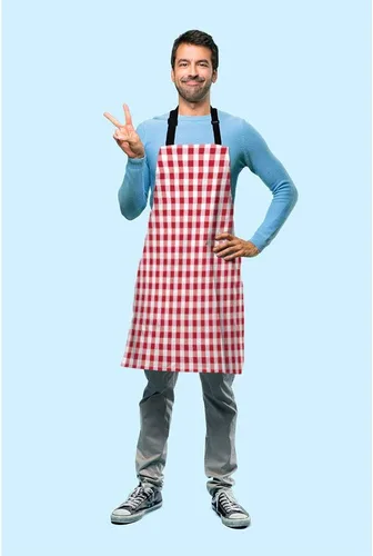 Miniatura 3 de Delantal de cocina con cabeza de gato negro Babero Delantal para Chef Restaurante Limpieza del hogar Servicio, Multi-001