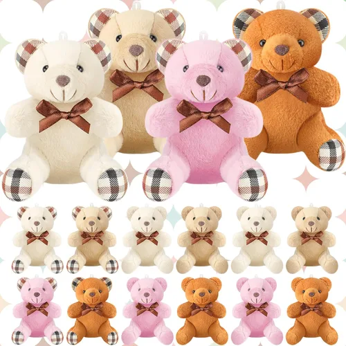 Miniatura 5 de Skylety - 16 piezas de mini oso de peluche a granel de 4 pulgadas, llavero pequeño y suave, regalos para dar la bienvenida de vuelta al primer día