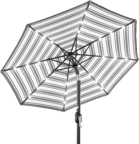 Miniatura 51 de Best Choice Products Solar Polyester LED Lighted Patio Umbrella w/Tilt Adjustment and UV-Resistant Fabric Gris niebla