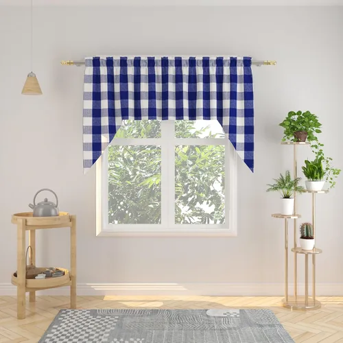Miniatura 237 de Cenefas de cortina para ventana de 16 pulgadas de largo, 2 paneles de cuadros búfalo, cortinas pequeñas con bolsillo para barra, estilo clásico