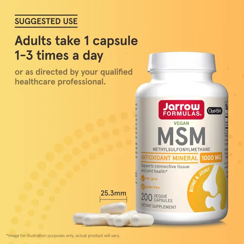 Miniatura 7 de Jarrow Formulas Tabletas de MSM, 1,000 mg, metilsulfonilmetano, apoyo para la salud de las articulaciones, 120 tabletas, hasta 120 porciones