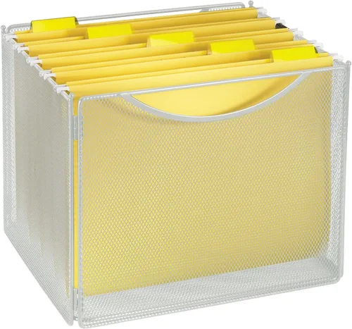 Miniatura 5 de Safco Productos Onyx Mesh - Cubo de archivo tamaño carta 2170BL negro, acabado de capa de polvo negro, construcción de malla de acero duradero