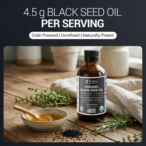 Miniatura 7 de Dr. Berg Aceite de Semilla Negra Orgánico Prensado en Frío – Puro Aceite de Nigella Sativa de Comino Negro – USDA Orgánico, Halal, Vegano