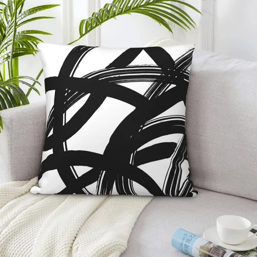 Miniatura 5 de Lcokin - Fundas de almohada decorativas con rayas rojas y negras abstractas, 16 x 16 pulgadas, juego de 2, funda cuadrada de cojín gris para sofá