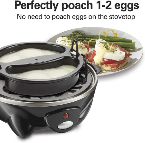 Miniatura 4 de Hamilton Beach 3-en-1 Cocedor de Huevos Eléctrico para Huevos Duros, Escalfador, Fabricante de Tortillas y Vaporizador de Vegetales, Capacidad