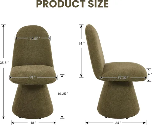 Miniatura 2 de DUOMAY Juego de 2 sillas de comedor giratorias de 360°, modernas de mediados de siglo, tapizadas con respaldo alto, base giratoria silenciosa, silla