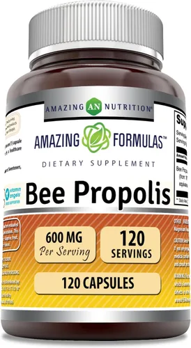 Amazing Formulas Suplemento de propóleo de abeja | 600 mg por porción | 120 cápsulas | Sin OMG | Sin gluten | Fabricado en Estados Unidos