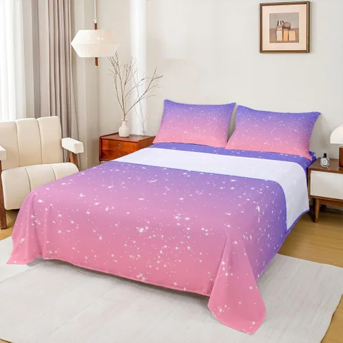 Miniatura 18 de Juego de sábana bajera ajustable de teñido anudado para niñas, juego de ropa de cama con diseño de arco iris degradado de arcoíris, lindo juego