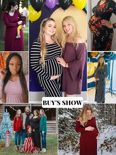 Miniatura 6 de Xpenyo Maternity Casual Dress Empire Waist Pregnancy Maxi Dresses with Pockets