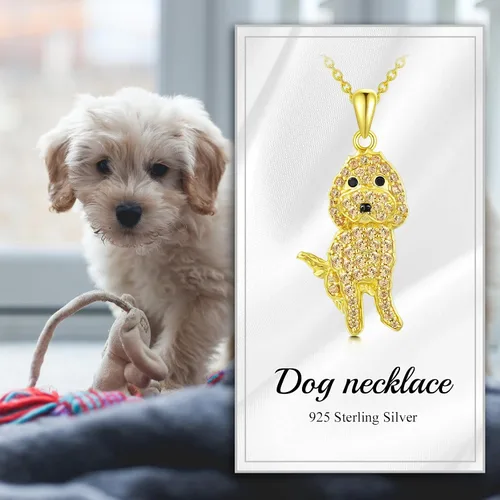 Miniatura 12 de Collares con colgante de perro de plata de ley S925 – 24 razas corgi/husky/labrador/pastor para mujer