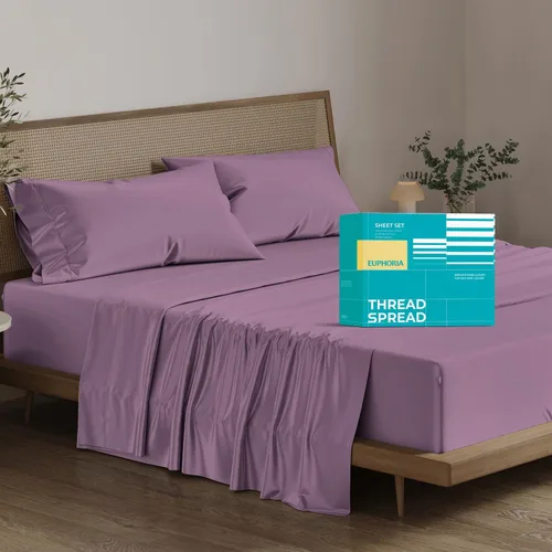 Miniatura 31 de THREAD SPREAD Sábanas 100% Algodón Egipcio Tamaño Twin - 800 Alto Número de Hilos 3 Piezas Sábanas Twin Extra Largas para Dormitorio, Bolsillo