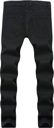 Miniatura 2 de Leward Pantalones de mezclilla ajustados para hombre, rasgados, elásticos, desgastados, elásticos y desgastados