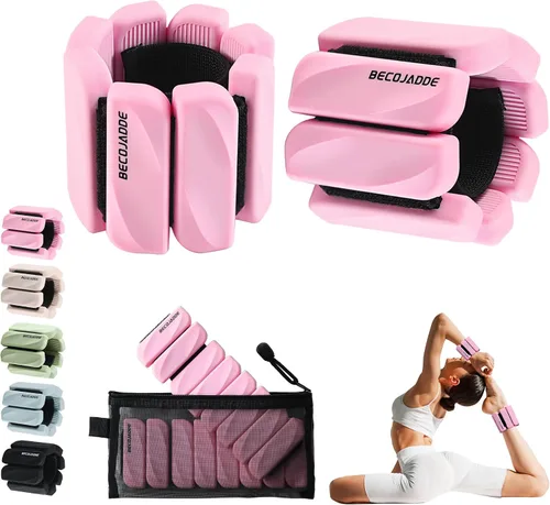 Miniatura 22 de BECOJADDE Juego de 2 pesas para tobillo (1 libra/2 libras cada una) para mujeres y hombres, pulsera ajustable para muñeca para gimnasio en casa
