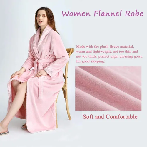 Miniatura 2 de Hellomamma Bata de baño larga para mujer, de felpa suave, de forro polar, camisón para mujer, pijama, ropa de dormir