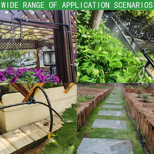Miniatura 7 de Rociadores en T de 0.315 pulgadas para patio, paquete de 10 con micro niebla ajustable y enfriamiento de riego para riego de jardín, refrigeración