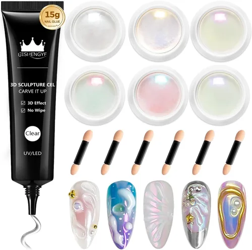 Miniatura 20 de Polvo para Uñas Cromado BISHENGYF -【Efecto de Hadas】Polvo Cromado Dorado para Uñas Aurora Sirena Perla Blanca Rosa Cromado para Uñas, Pigmento