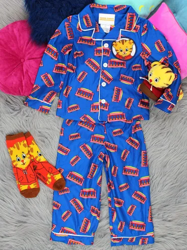 Miniatura 7 de Daniel Tiger s Neighborhood - Pijama estilo abrigo de franela para niños pequeños Azul Patchwork
