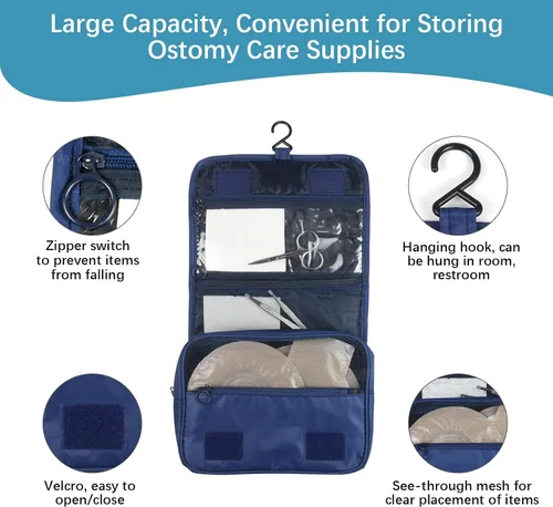 Miniatura 2 de Exquisita bolsa de viaje para suministros de ostomía y colostomía, la mejor opción para personas postoperatorias, con configuración colgante y Beige