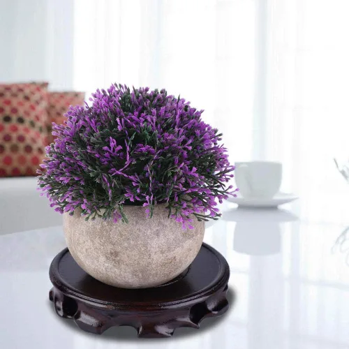 Miniatura 5 de Soporte de pedestal de madera, base de jarrón redondo vintage, soporte de madera para plantas, bonsái, acuario [M]