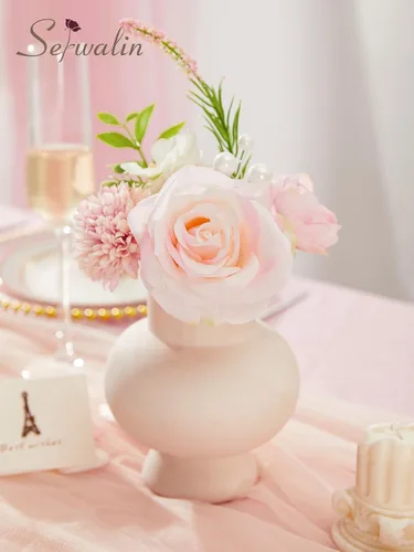 Miniatura 6 de Serwalin Flores Artificiales Peonías Rosas Flores Falsas de Boda Conjunto de Caja de Flores para Pastel para Ramos de Boda DIY Centros de Mesa