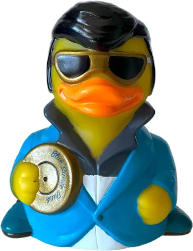 Miniatura 5 de CelebriDucks - Pato de gamuza azul - Patos de goma flotantes - Juguete de baño coleccionable de regalo para niños y adultos de todas las edades