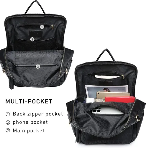 Miniatura 52 de MKP COLLECTION Mochila de moda para mujer, bolsa convertible grande para mujer, mochila de viaje, bolsa de hombro, juego de 2 piezas con borla, Beige