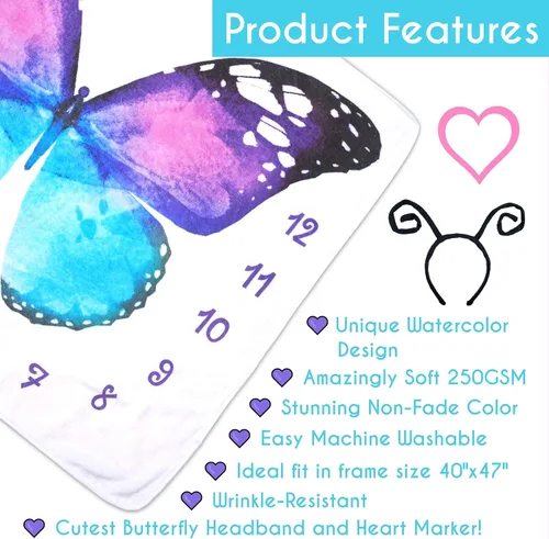 Miniatura 4 de Evovee Manta mensual para bebé, niña, niño, unisex, género, neurtal, mes, fotografía, telón de fondo, accesorios para recién nacidos, decoración