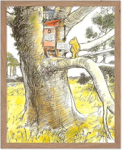 Miniatura 45 de Poster Master Póster de ilustración vintage, impresión de paisaje retro, regalo para bebé, niño, mapa de madera de 100 acres, oso, cerdo, animal