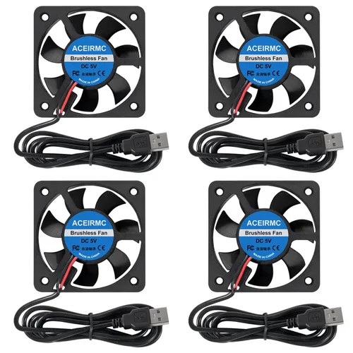 ACEIRMC Ventilador de refrigeración sin escobillas USB de 1.969 in x 0.394 in DC 5 V, ventilador de enfriamiento silencioso 5010 mini ventilador de