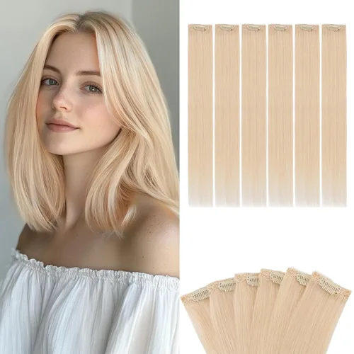 Miniatura 28 de Benehair 6 extensiones de cabello corto con clip, 100% cabello humano real, sin costuras e invisibles, para mujeres, con volumen instantáneo
