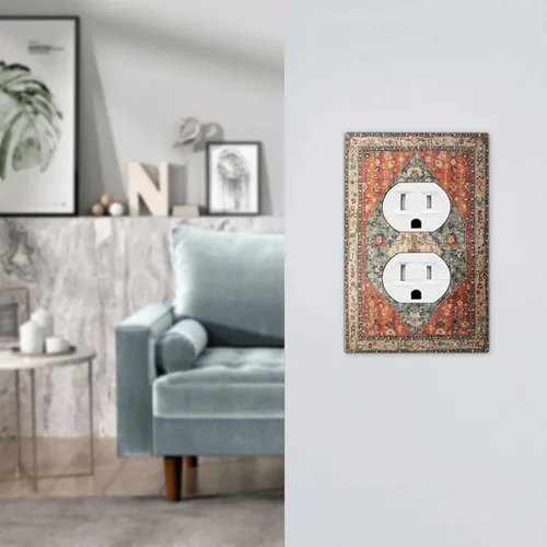 Miniatura 1227 de Placa Decorativa de Pared de Granja Rústica con Cuerno de Madera para Puerta de Granero 1 Banda Duplex Cubiertas de Toma Eléctrica Soltera