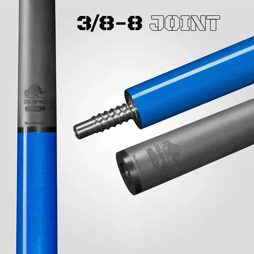 Miniatura 2 de Taco de billar RHINO LUMINAX - Junta de 3/8-8 - Eje de fibra de carbono, diámetro de punta de 12,5 mm, diseño Pro Taper, empuñadura de billar