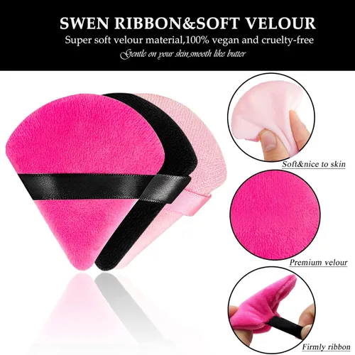 Miniatura 2 de Polvos de polvo, 15 piezas triangulares de terciopelo suave reutilizable para polvos y líquidos, herramientas de maquillaje debajo de los ojos