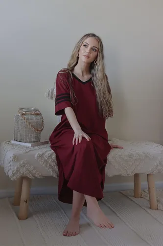 Miniatura 4 de Ekouaer Camisón largo con cuello en V para mujer, ropa de dormir de gran tamaño, vestido de dormir suelto S-4XL