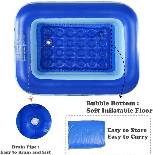 Miniatura 4 de Piscina inflable para niños, 45 x 33 x 14 pulgadas, piscina infantil con suelo suave inflable, bañera inflable Ocean World para interiores