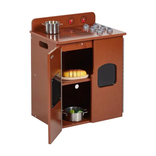 Miniatura 12 de ECR4Kids Estufa de Cocina de Juguete, Set de Juego de Madera, Nogal Oscuro