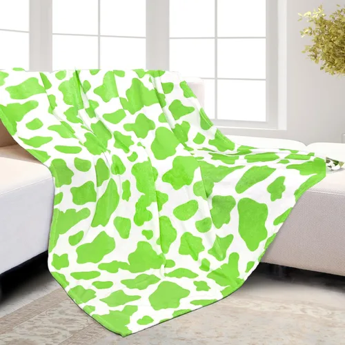 Miniatura 41 de HSEEC Manta de felpa azul con estampado de vaca, manta pequeña de franela de forro polar suave para sofá, 40 x 50 pulgadas