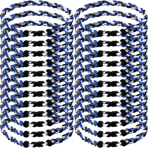 Miniatura 17 de Zeyune Collar de béisbol de 18 pulgadas para niños, tres cuerdas trenzadas, tornado, titanio, collar de cuerda de béisbol para hombre