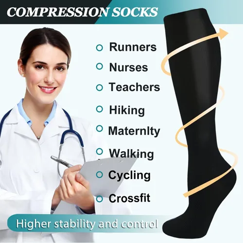 Miniatura 22 de ACTINPUT 8 pares de calcetines de compresión para mujeres y hombres, medias de compresión de apoyo para médicos, correr, atletismo