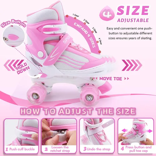 Miniatura 2 de Patines de Ruedas para Niños, Niñas y Pequeños de 3 a 12 años, Ajustables en 4 Tallas para Niños y Adolescentes con Ruedas Iluminadas, Patines