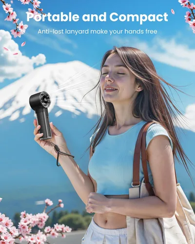 Miniatura 5 de Gaiatop Ventilador turbo portátil de mano, 1-100 velocidades altas ajustables, 3-20 horas de enfriamiento, 4800 mAh USB recargable portátil pequeños