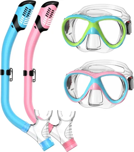Miniatura 11 de Kids Snorkel Set, Dry Top Snorkeling Gear for Kids, Diving Mask for Youth Boys Girls Age 5-15, Tempered Glass Swimming Goggles Combo Set, Anti-Fog