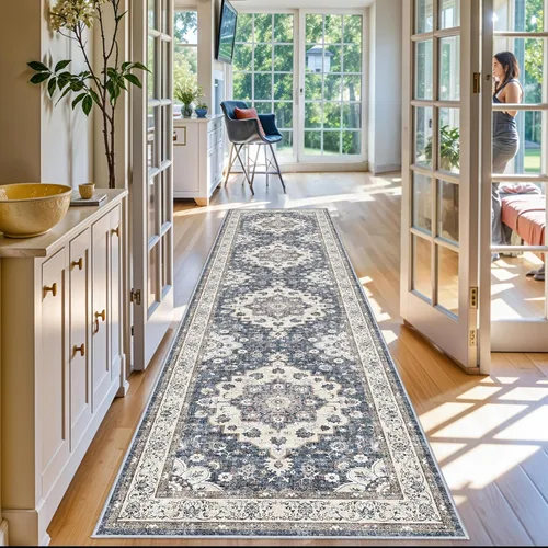 Miniatura 51 de Alfombra lavable de 2 x 3 pies para entrada: alfombras vintage con respaldo antideslizante para cocina, baño, alfombra resistente al agua