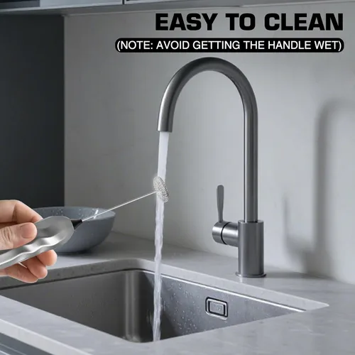 Miniatura 2 de Espumador de leche de mano, mezclador de bebidas rápido y potente funciona con pilas con batidor de acero inoxidable para café (plateado con soporte)
