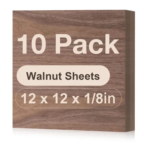 Miniatura 19 de Paquete de 12 hojas de tilo Rowood, 12x12x1/8pulgadas, tilo de 3mm para corte láser, kits de manualidades para adultos, tablero de madera